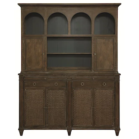 Rustic Themed China Cabinet with High End Furniture Style in Dark Finish